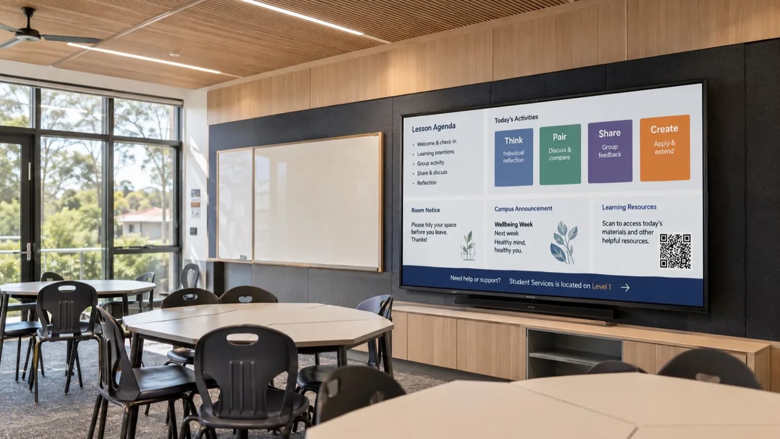 A classroom display set up to support teaching and shared learning