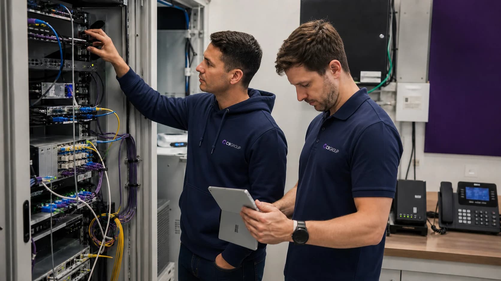 C9 GROUP field staff preparing a new Australian business site for telco services