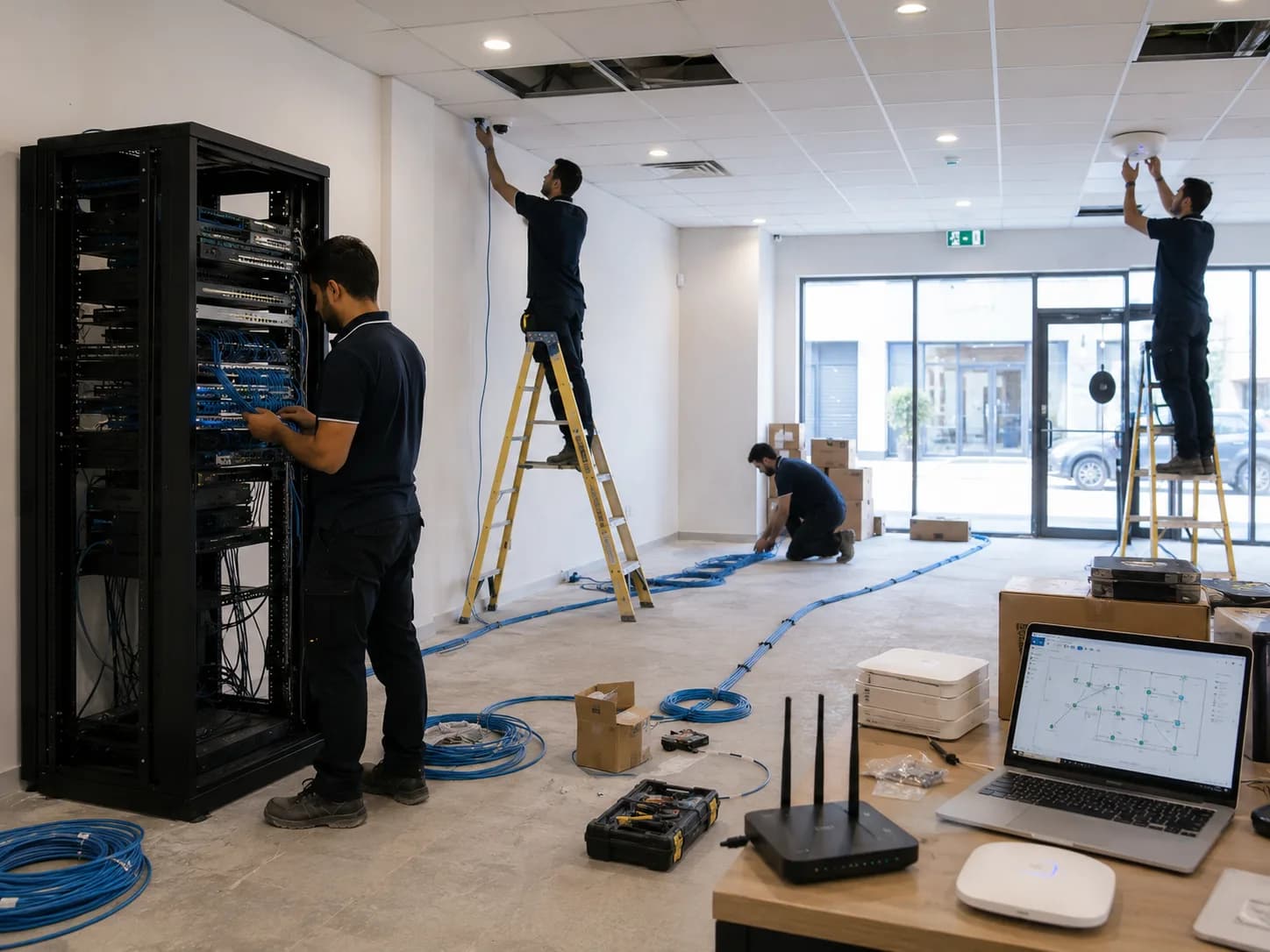 Networking and Wi-Fi infrastructure for a Greenfield business site
